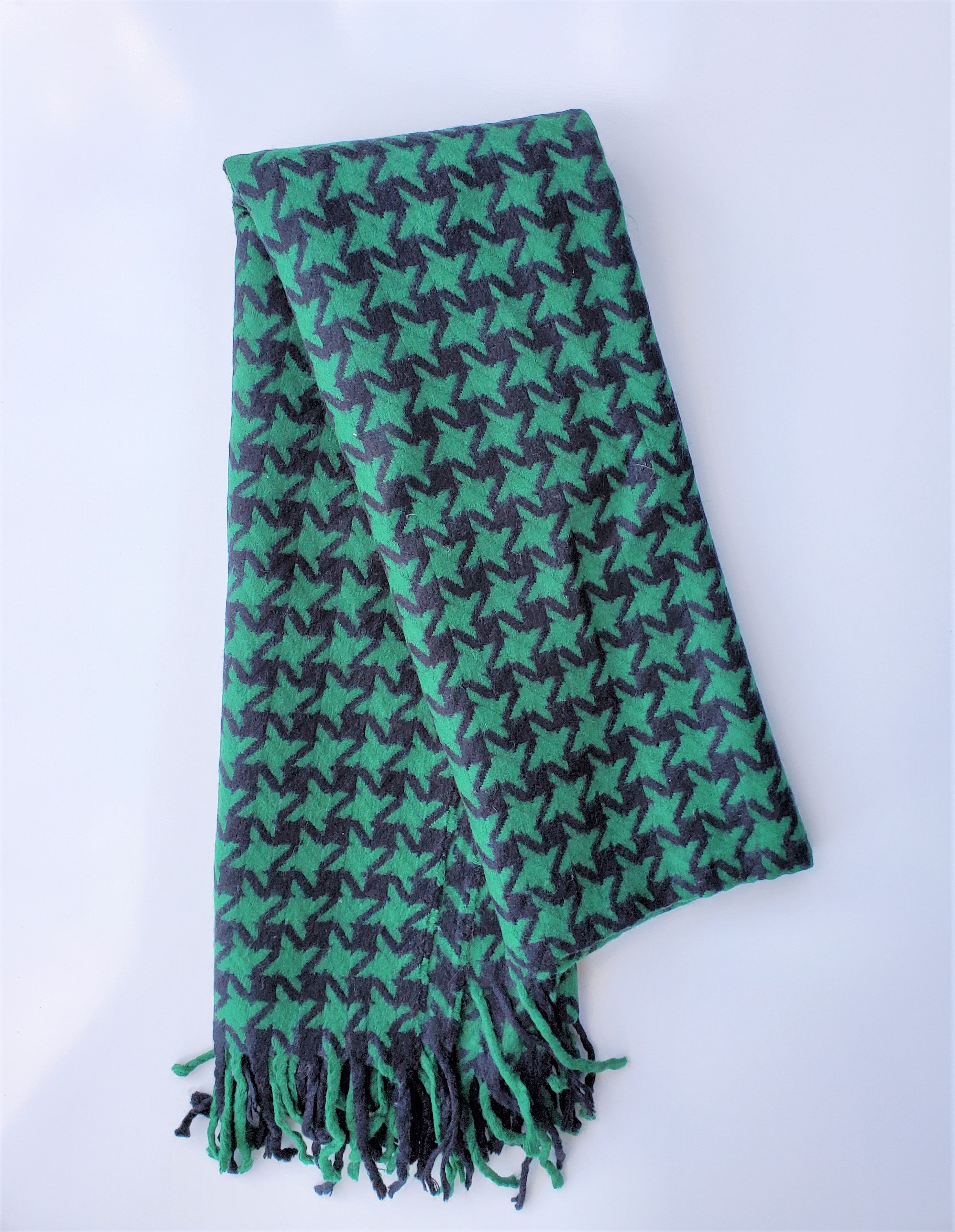 Dark green scarf with black pattern