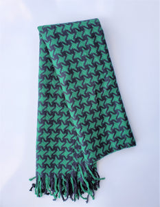 Dark green scarf with black pattern