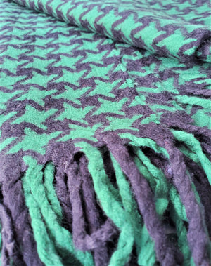 Dark green scarf with black pattern