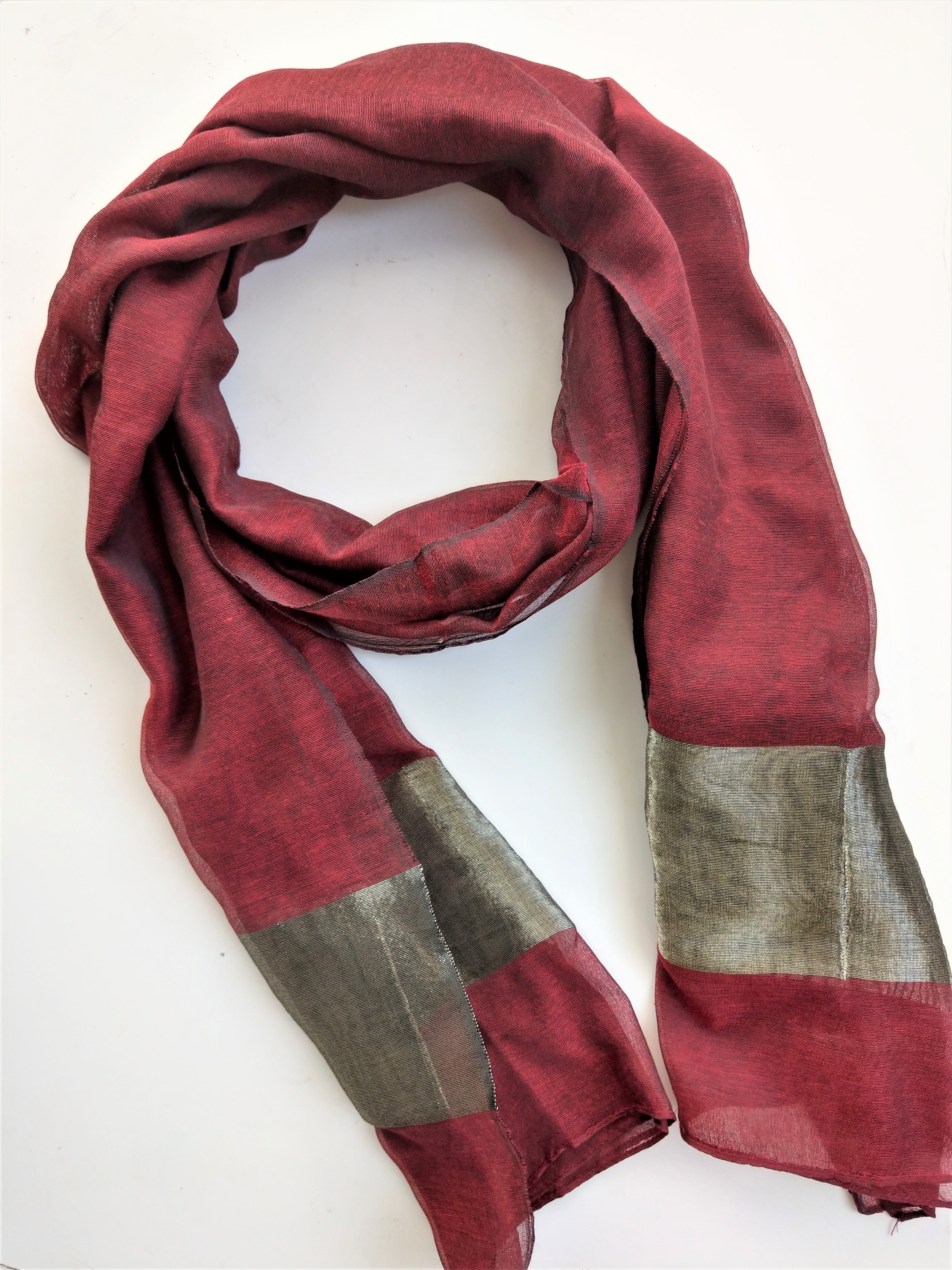 Maroon Scarf with border