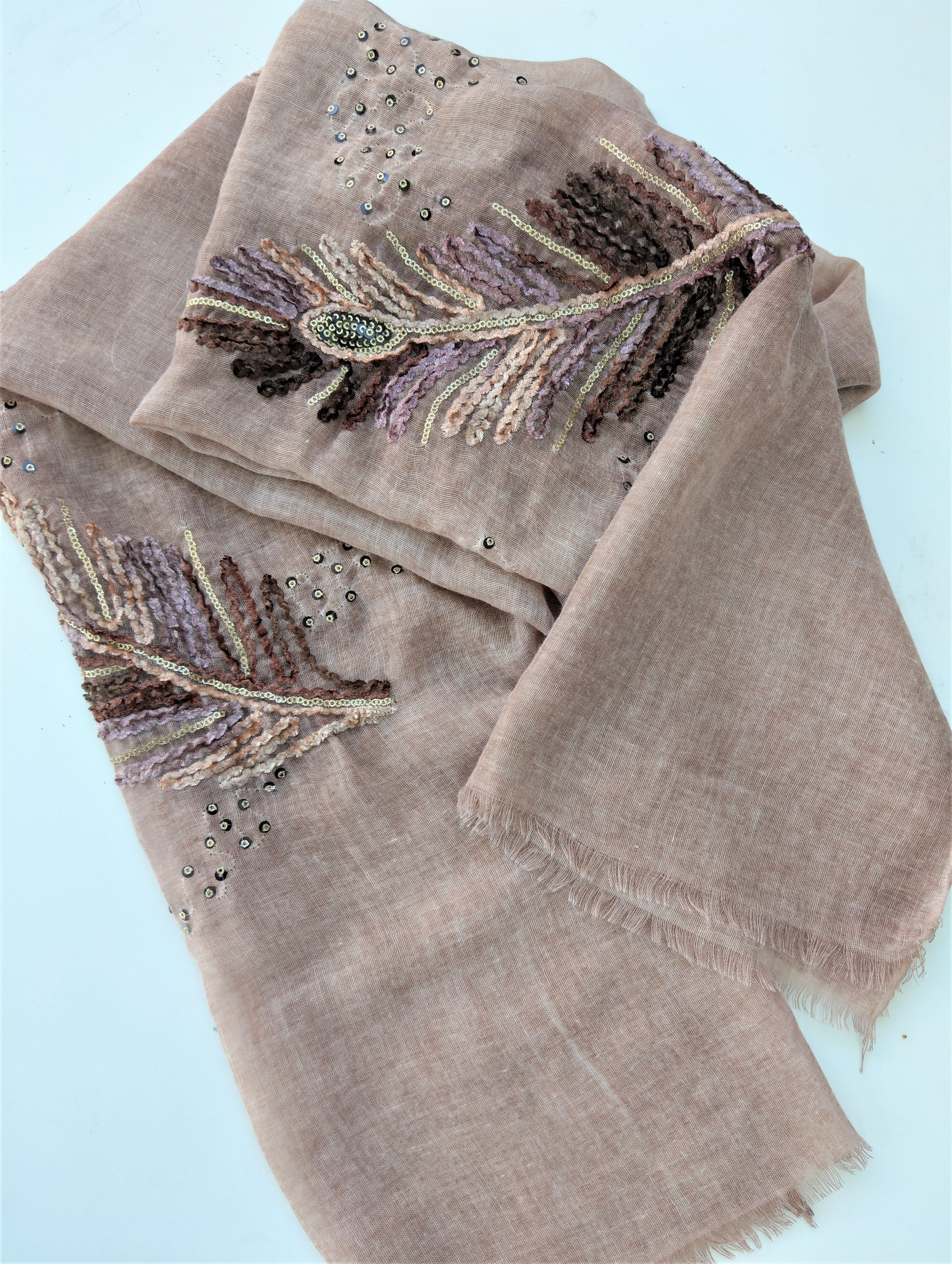 Embroidered  Scarf Soft Pink Dusty Pink Rusted Pink Hijab Headscarf Head Scarf Neck Shawl Stole Infinity Scarf Wrap Accessory Wave Woven