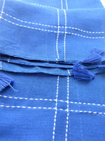 Vibrant Blue Scarf with Embroidered Stripes