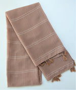 Vibrant Brown Scarf with Embroidered Stripes