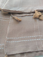 Vibrant Brown Scarf with Embroidered Stripes