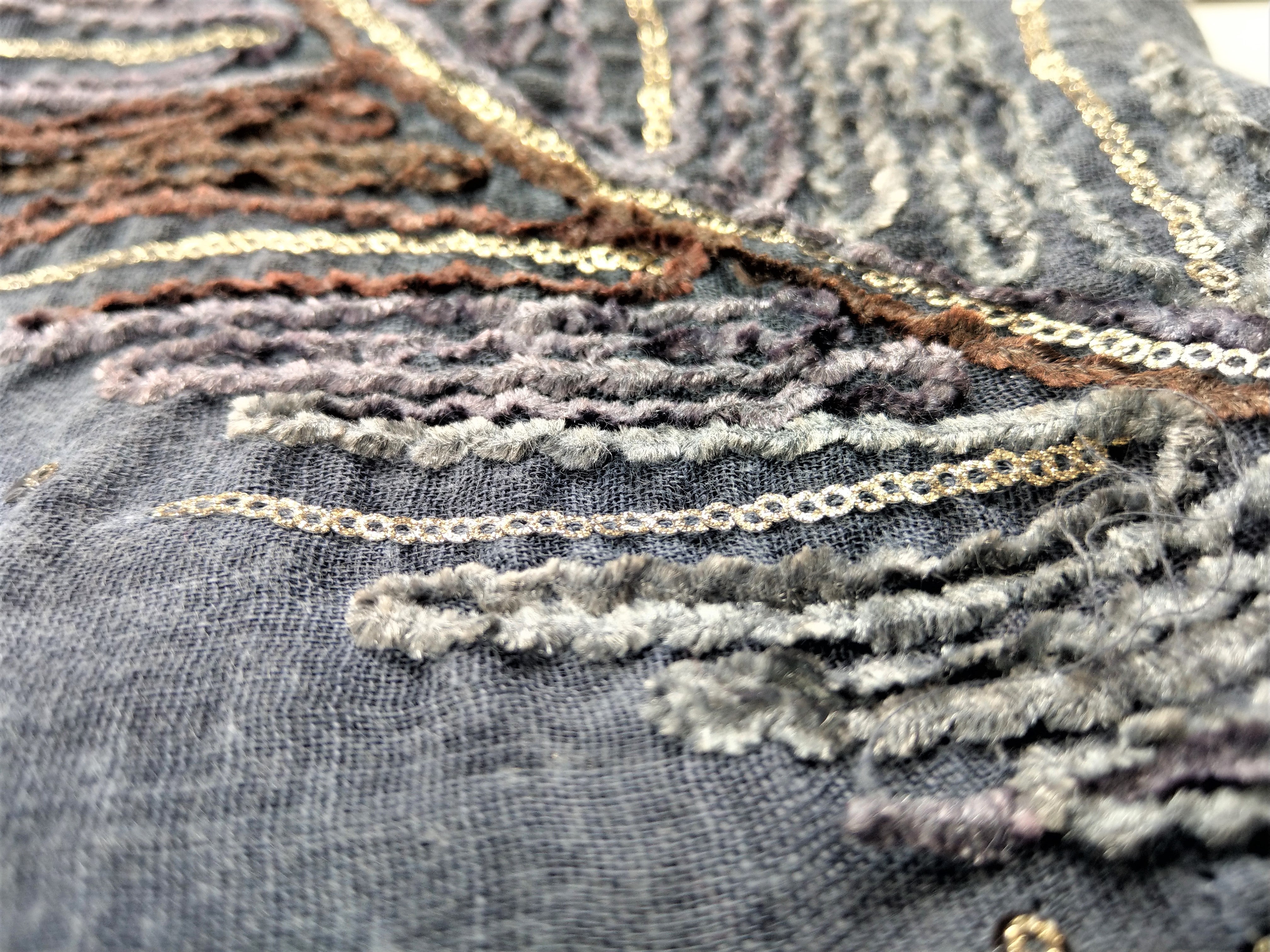 Embroidered Scarf - Soft Blue