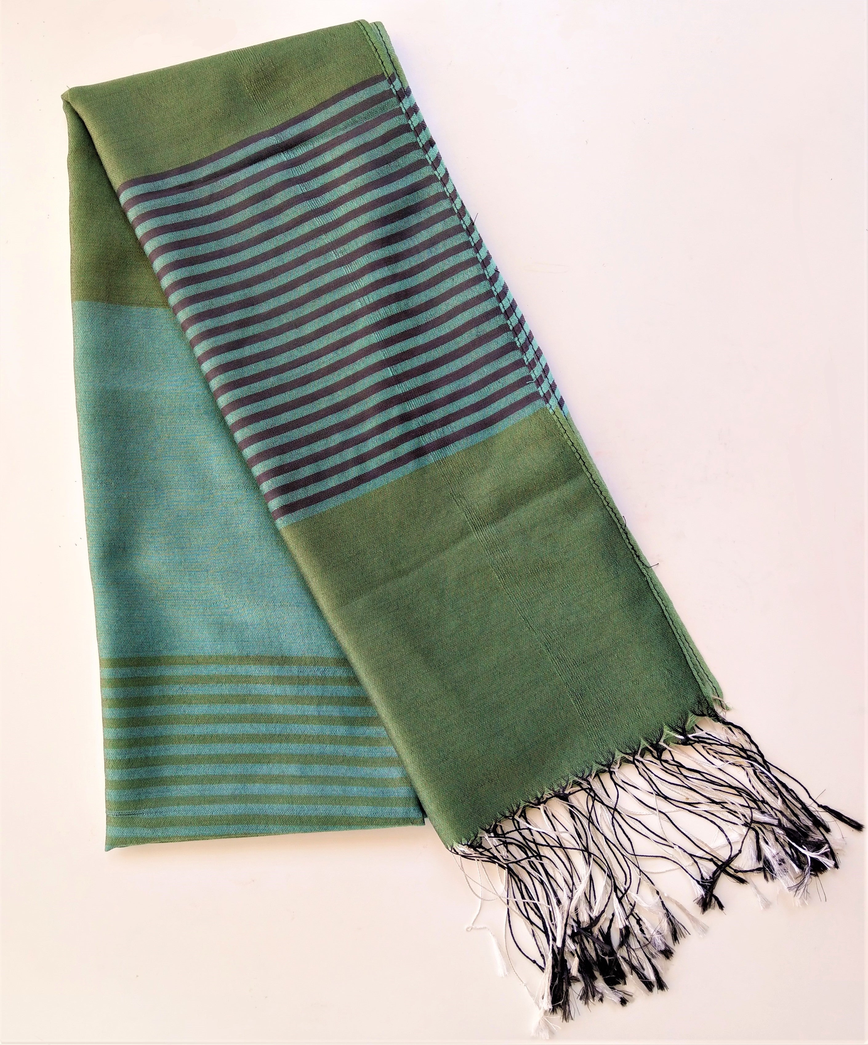 Striped Scarf in Shades of Green