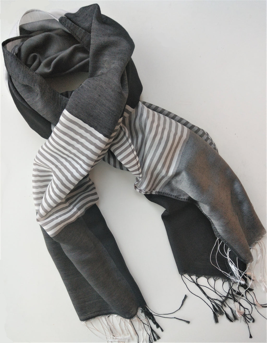 Striped Scarf in Shades of Gray