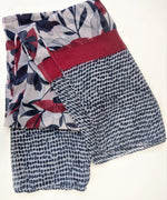 Multi-Pattern Scarf in Red and Navy Blue