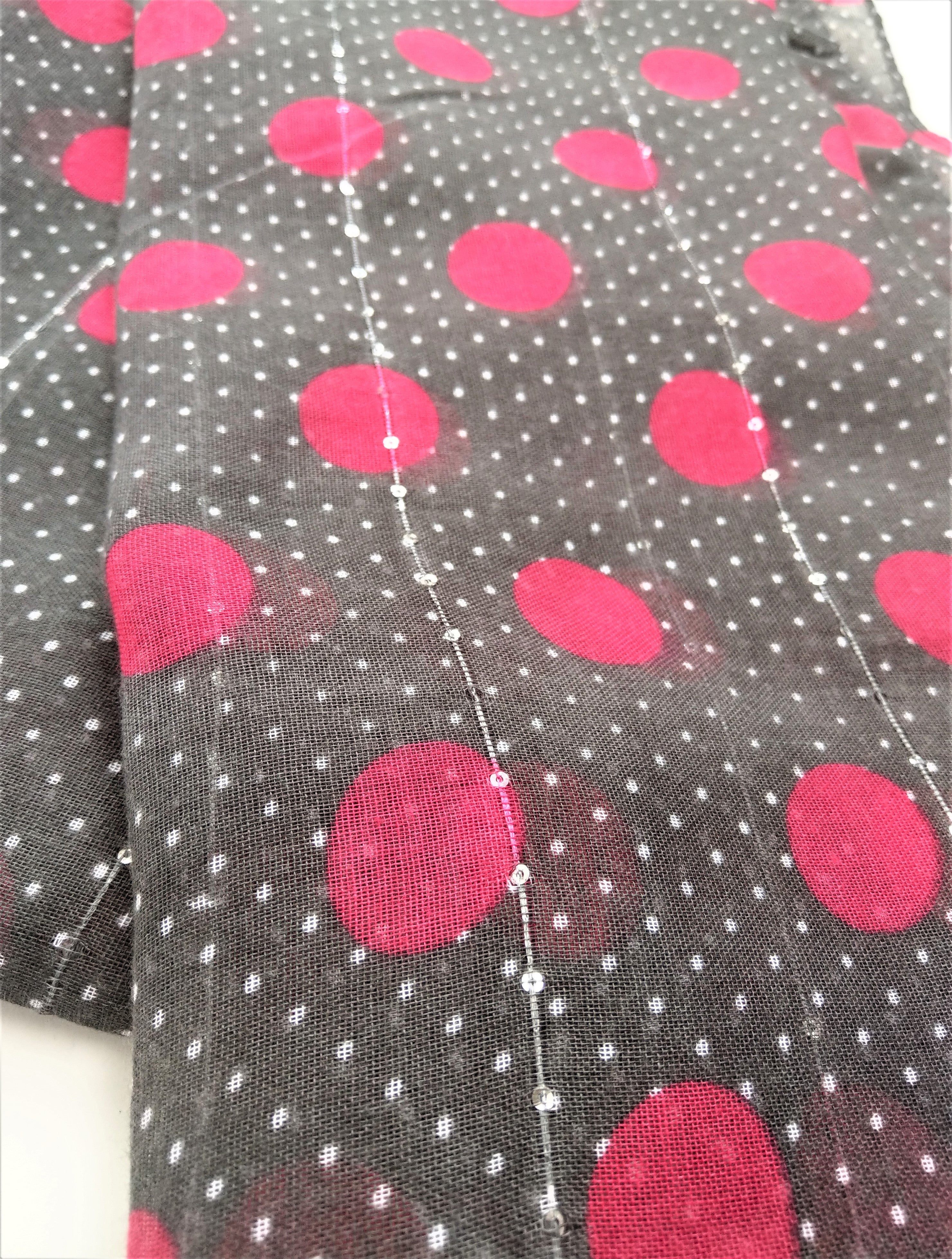 Pink Polka Dot Sequence Scarf