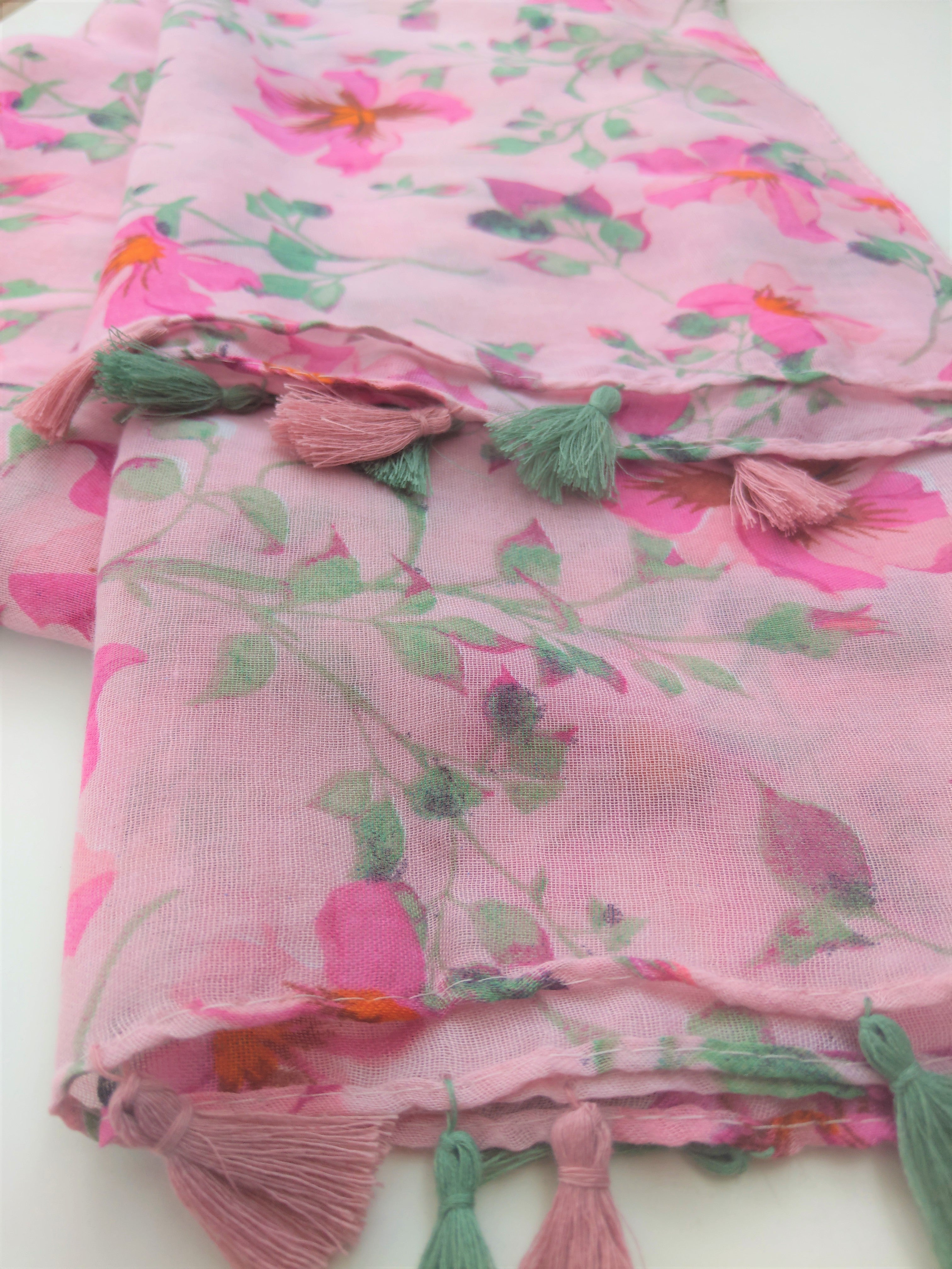 Pink Scarf with floral print