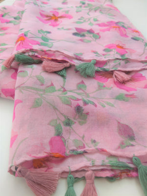 Pink Scarf with floral print