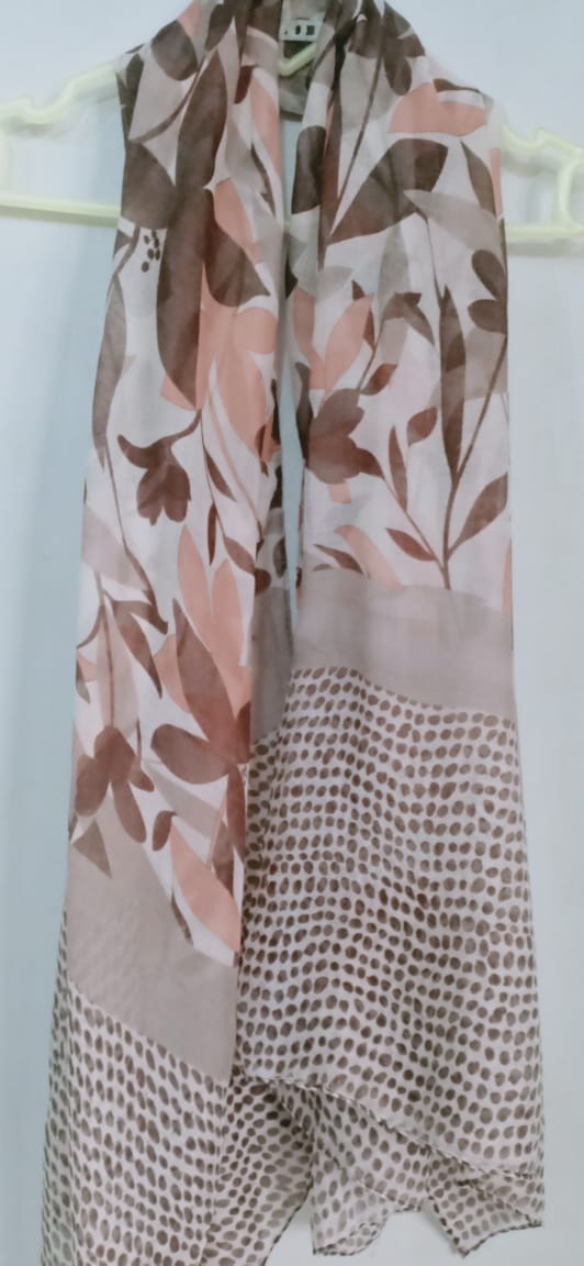 Multi-Pattern Scarf in Light Peach and Mauve