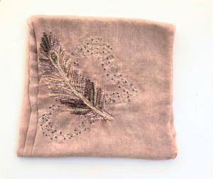 Embroidered Scarf - Soft Pink