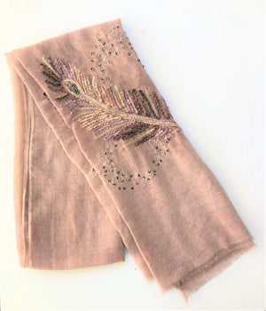 Embroidered Scarf - Soft Pink