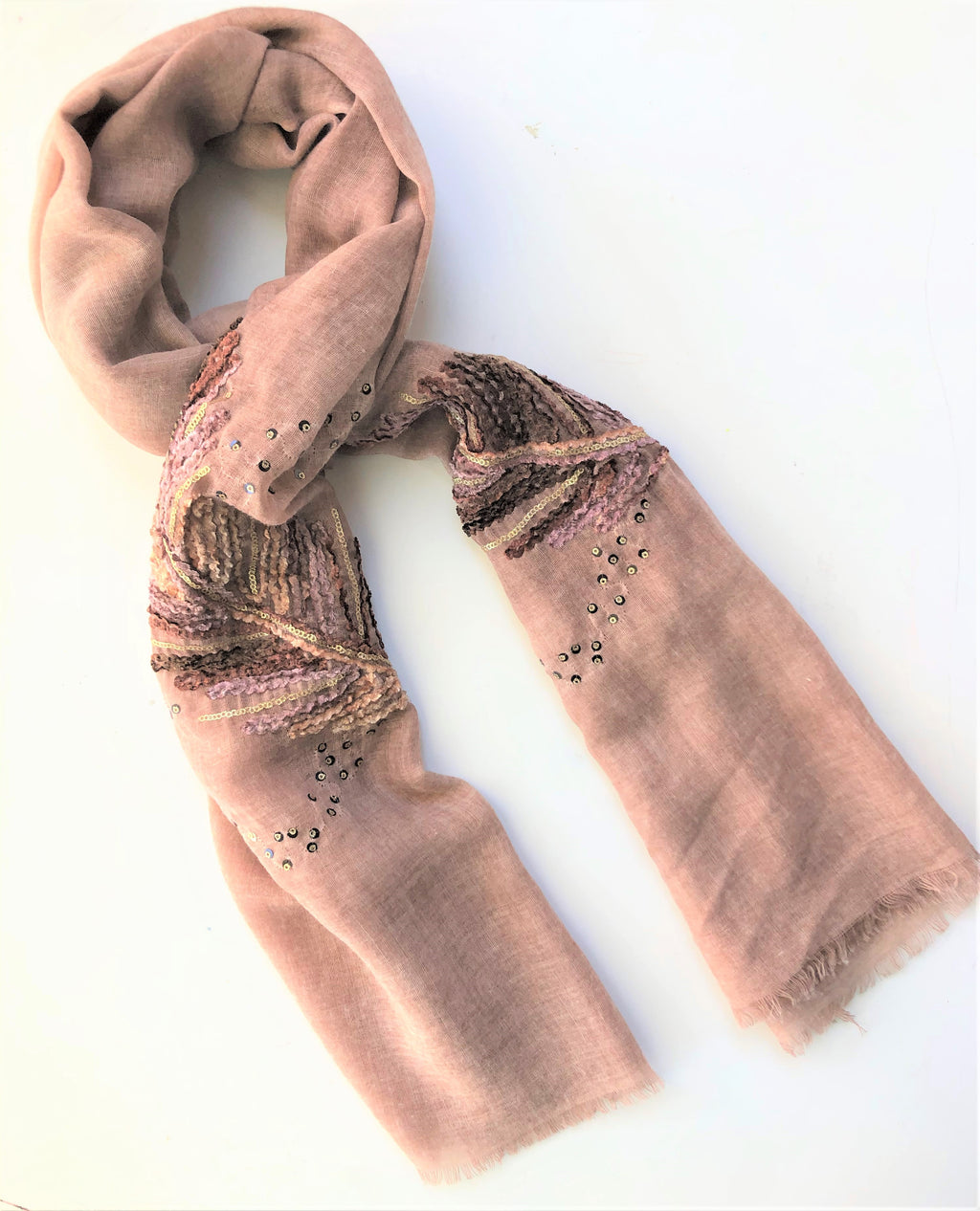 Embroidered Scarf - Soft Pink