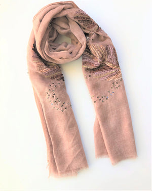 Embroidered Scarf - Soft Pink