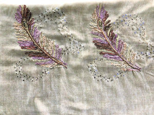Embroidered Scarf in Pale Yellow