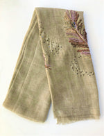 Embroidered Scarf in Pale Yellow