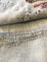 Embroidered Scarf in Pale Yellow