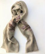 Embroidered Scarf in Pale Yellow
