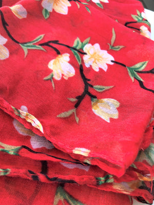 Red Floral Scarf